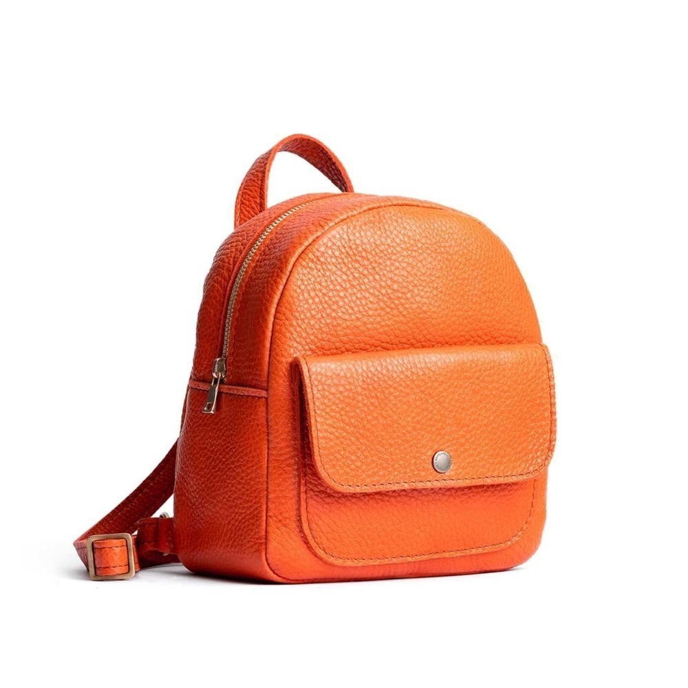 Portland‎ Leather Goods Mini Backpack Orange Pebbled Full Grain Leather Bag